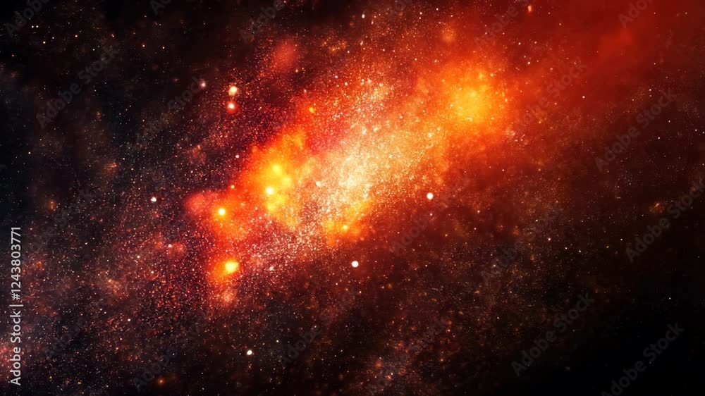 red sparkle glitter floating gently in air, abstract dreamy background