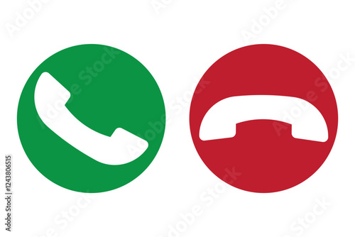 Phone call button icon. Answer and decline phone call buttons. Accept phone ringing or Reject ringing. Telephone sign Incoming call. Voice call screen Phone calls icons accept and decline.