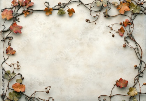 A natural front page border design with leaves and vines intertwining elegantly photo