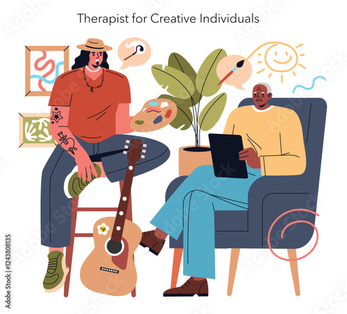 Psychotherapists. Flat Vector Illustration