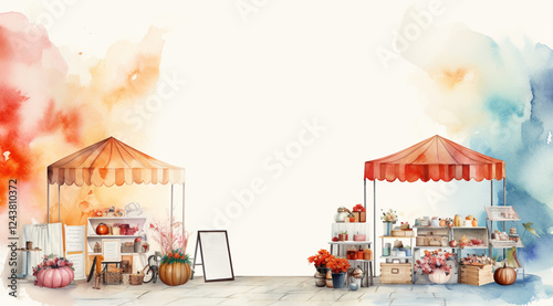 Vibrant and inviting autumn market stall filled with a variety of seasonal products handcrafted items and fall themed for sale at an outdoor festival or Showcasing the vibrant colors textures
