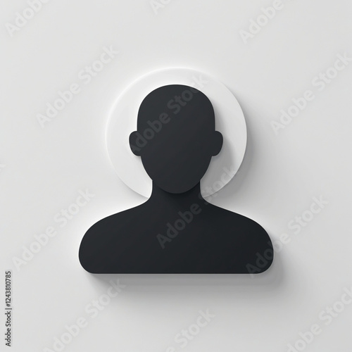 Minimalist Profile Icon Depicting User Account, Isolated on White Background