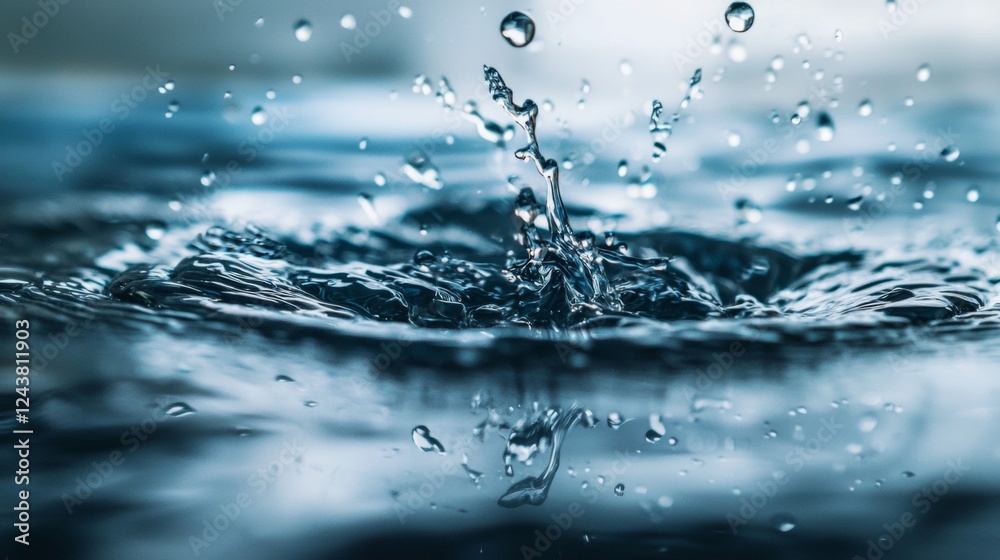 Dramatic water splash captured in motion on a dark background Dramatic water splash captured in motion on a dark background