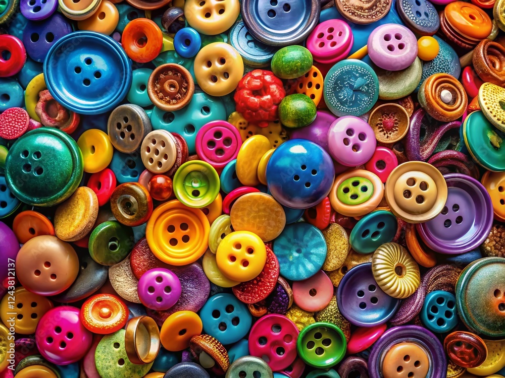Vibrant Colorful Sewing Buttons Background - Surreal Photographic Texture Vibrant Colorful Sewing Buttons Background - Surreal Photographic Texture