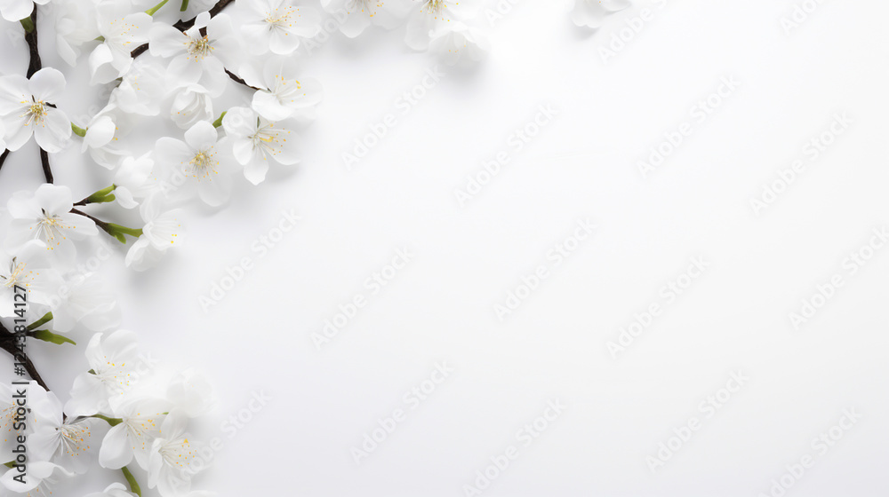 Delicate White Flowers in Springtime Blooming Field Beautiful Floral Nature Backdrop Soft Focus Macro Shot of Ethereal Blossoms Against Verdant Greenery Delicate White Flowers in Springtime Blooming Field Beautiful Floral Nature Backdrop Soft Focus Macro Shot of Ethereal Blossoms Against Verdant Greenery