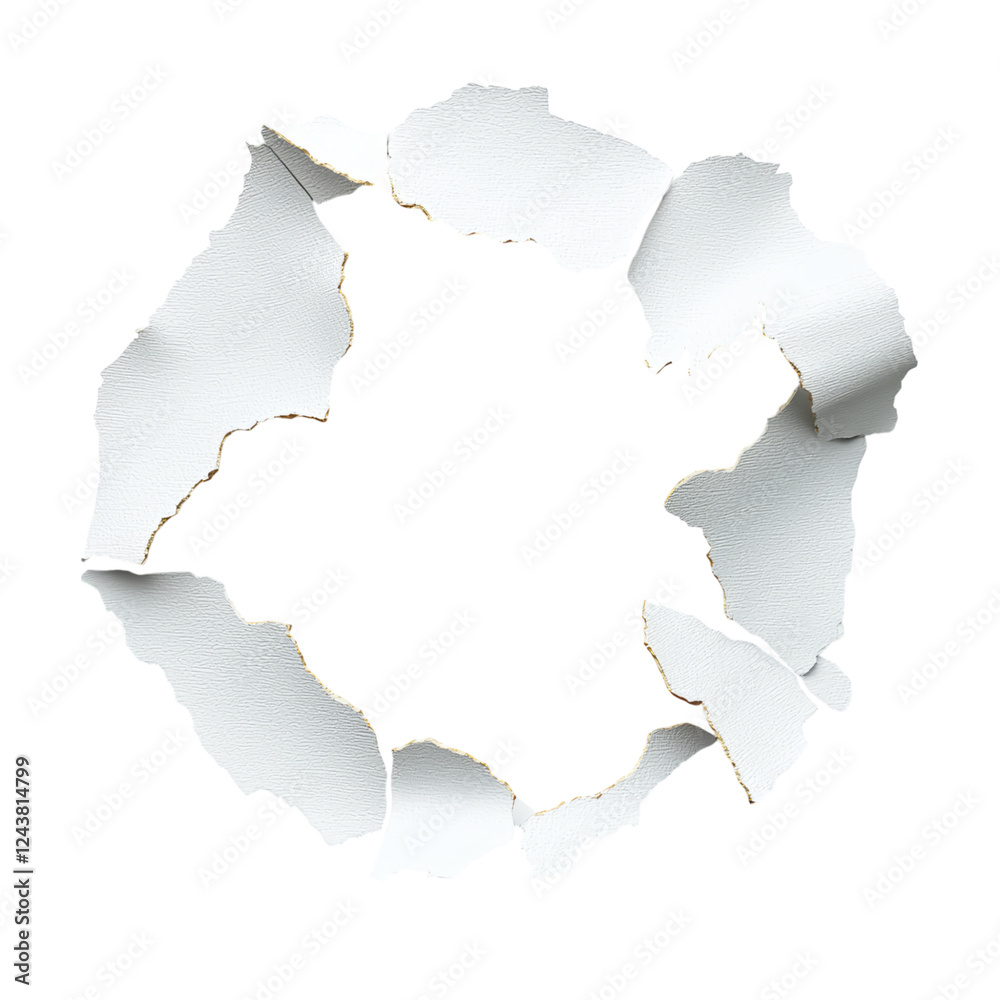 Torn white paper circle on a transparent background Isolated on transparent background Torn white paper circle on a transparent background Isolated on transparent background