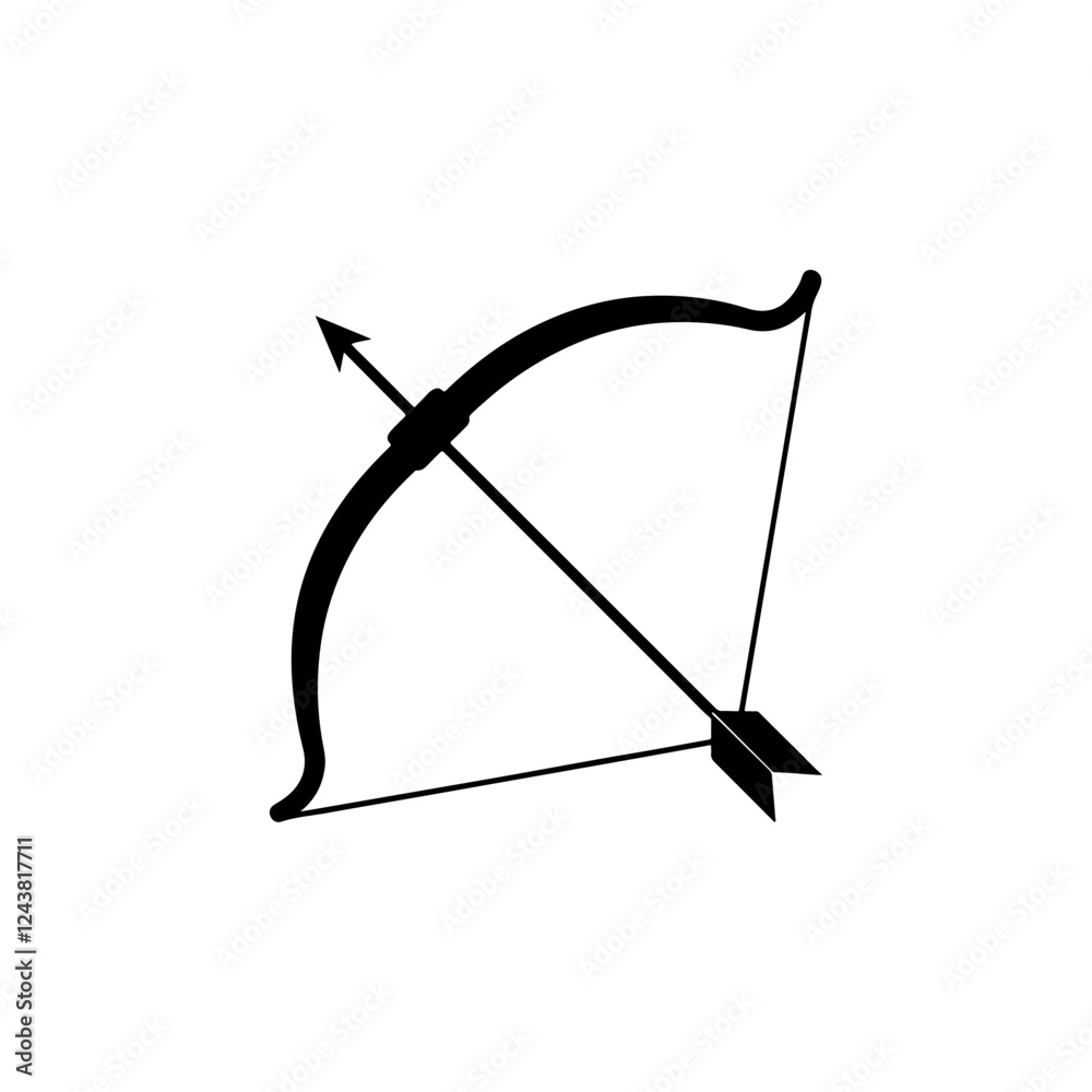 Bow and arrow silhouette vector illustration on white background Bow and arrow silhouette vector illustration on white background