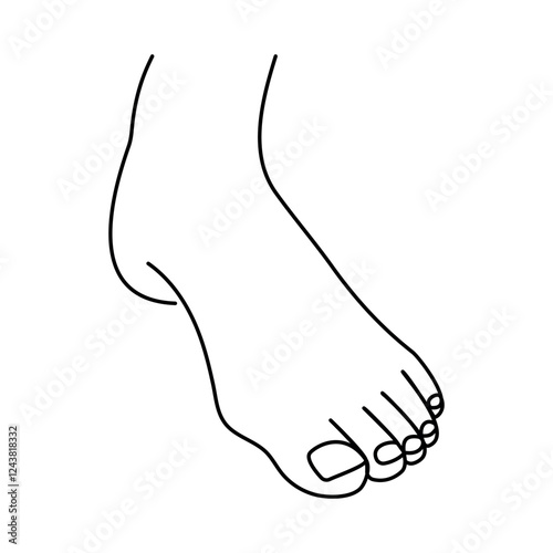 Foot sole single-line art on a white artboard elegantly captures the intricate shape of a foot’s sole, symbolizing movement and balance with a single continuous line.