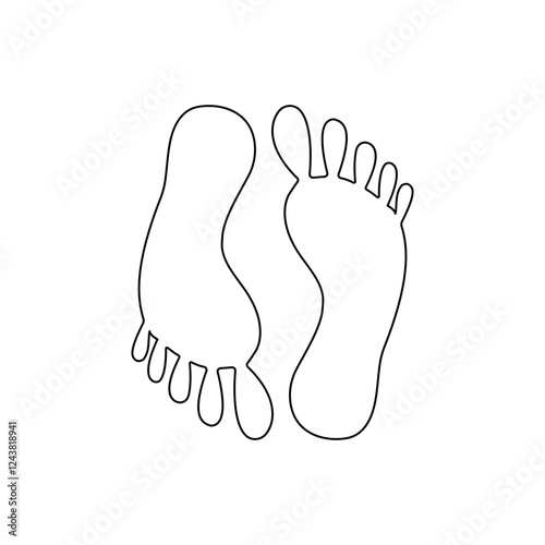 Foot sole single-line art on a white artboard elegantly captures the intricate shape of a foot’s sole, symbolizing movement and balance with a single continuous line.