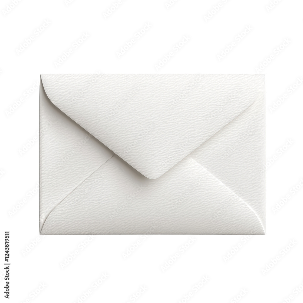 A sleek, white envelope with a pointed flap, designed for mailing letters and documents. A sleek, white envelope with a pointed flap, designed for mailing letters and documents.