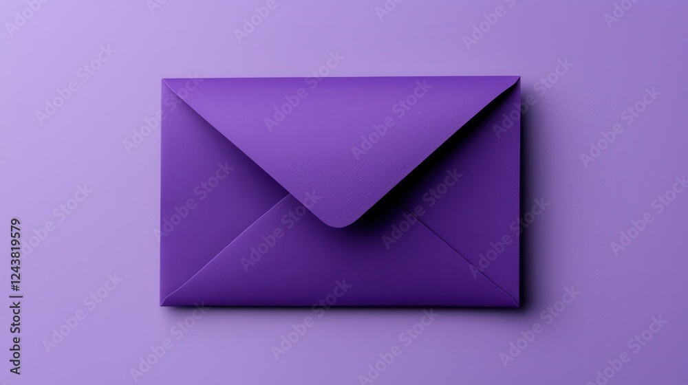 Purple envelope on a soft lavender background Purple envelope on a soft lavender background
