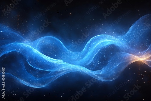 Celestial Flow: Abstract Blue Nebula Waves