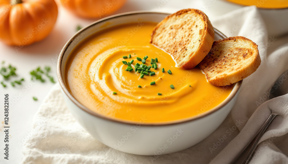Creamy Pumpkin Soup Recipe with Toasted Bread Creamy Pumpkin Soup Recipe with Toasted Bread