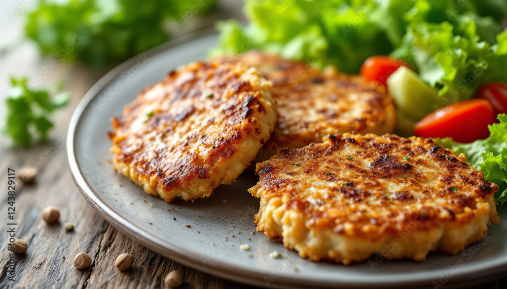 Crispy Golden Fish Cakes with Fresh Salad Crispy Golden Fish Cakes with Fresh Salad