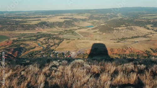 Drone Shot of Devils Tower: Majestic Monolithic Volcanic Butte in Wyoming