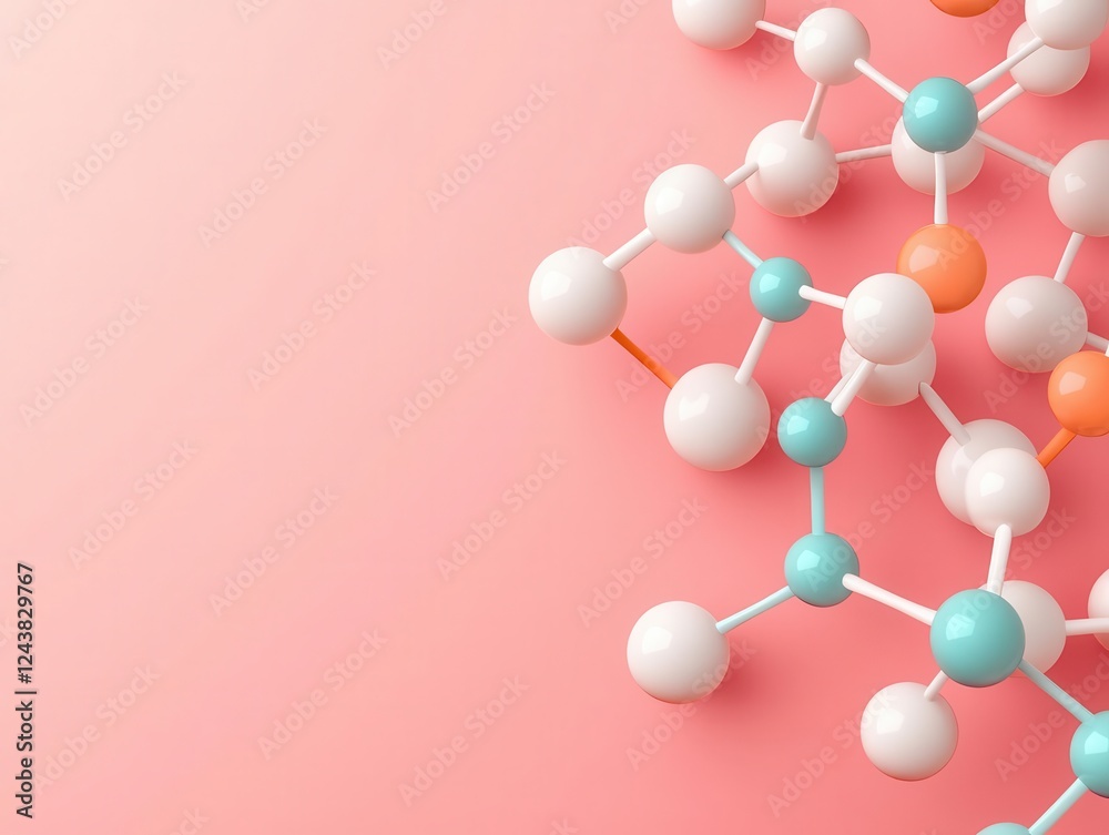 Floating 3D biomolecule with soft, pastel color gradients Floating 3D biomolecule with soft, pastel color gradients