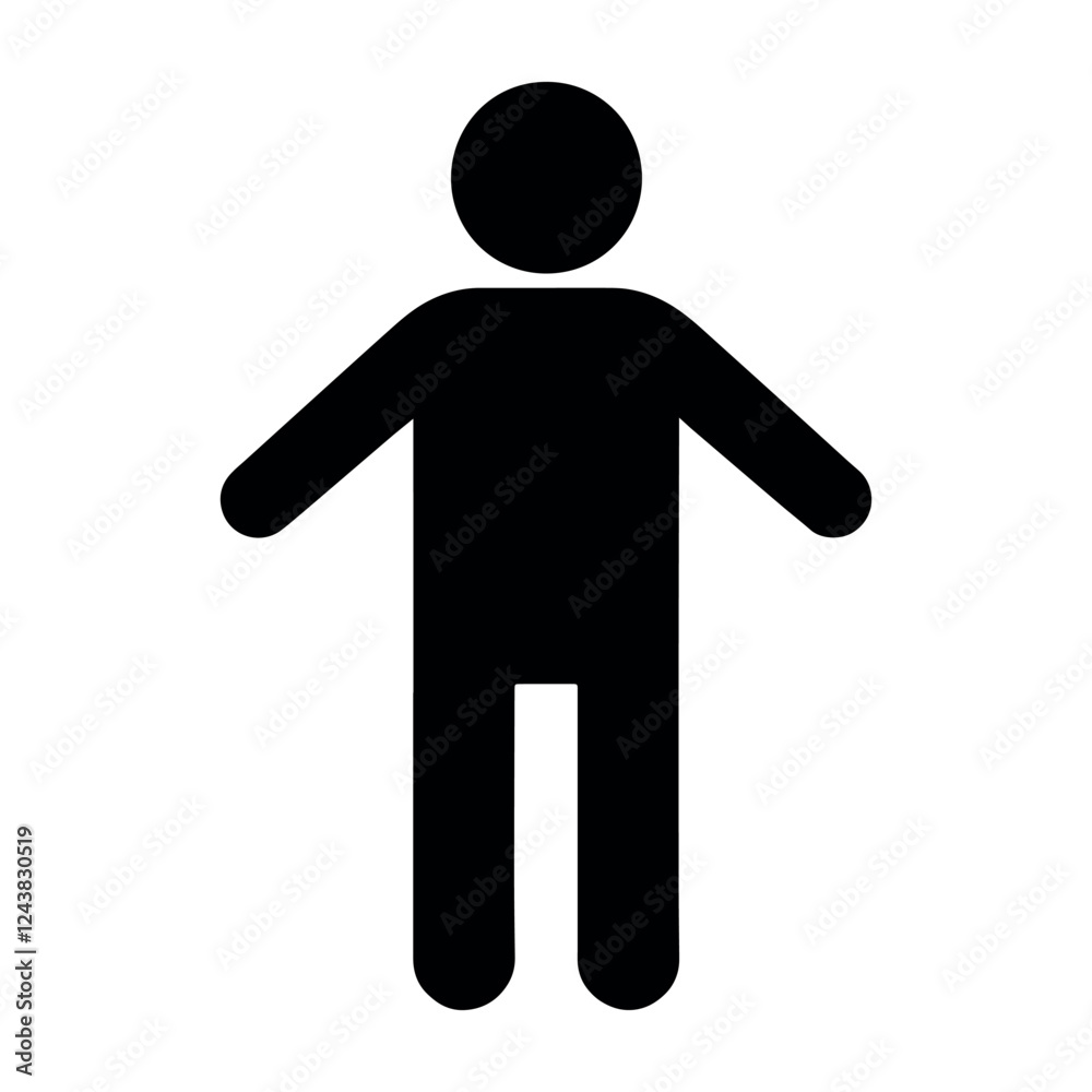 simple human figure silhouette vector, minimalistic person icon design, abstract black figure representation