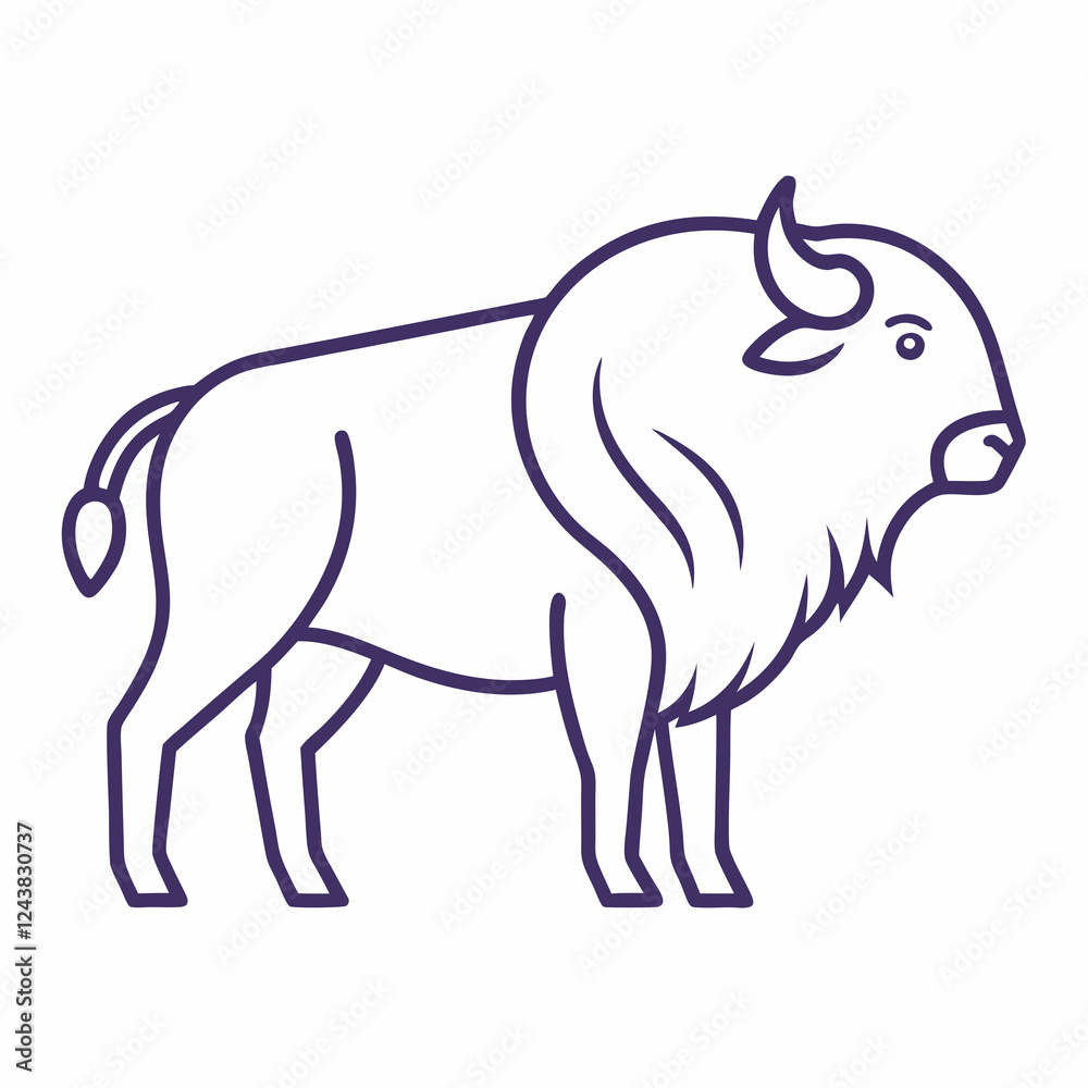 Obraz premium Simple a Bison line art vector white background