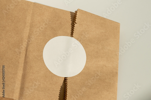 Wallpaper Mural Blank Label on Brown Paper Bag on Table Torontodigital.ca