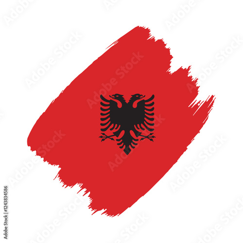 Albania flag in a flat grunge vector design background