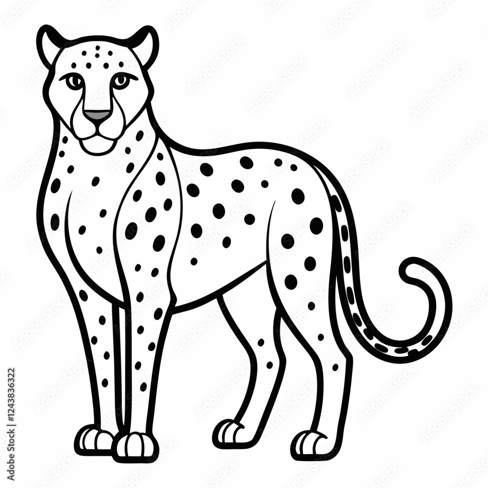 Simple a Cheetah line art vector white background Simple a Cheetah line art vector white background