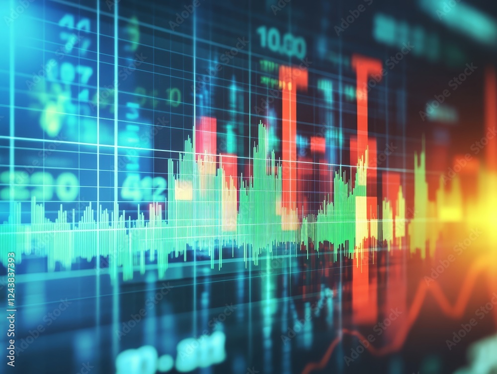 Stock market data, digital display, trading, financial analysis, global market, background blur, investment, report Stock market data, digital display, trading, financial analysis, global market, background blur, investment, report