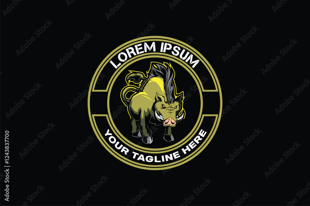 Fototapeta premium Warthog cartoon character vector image badge logo template