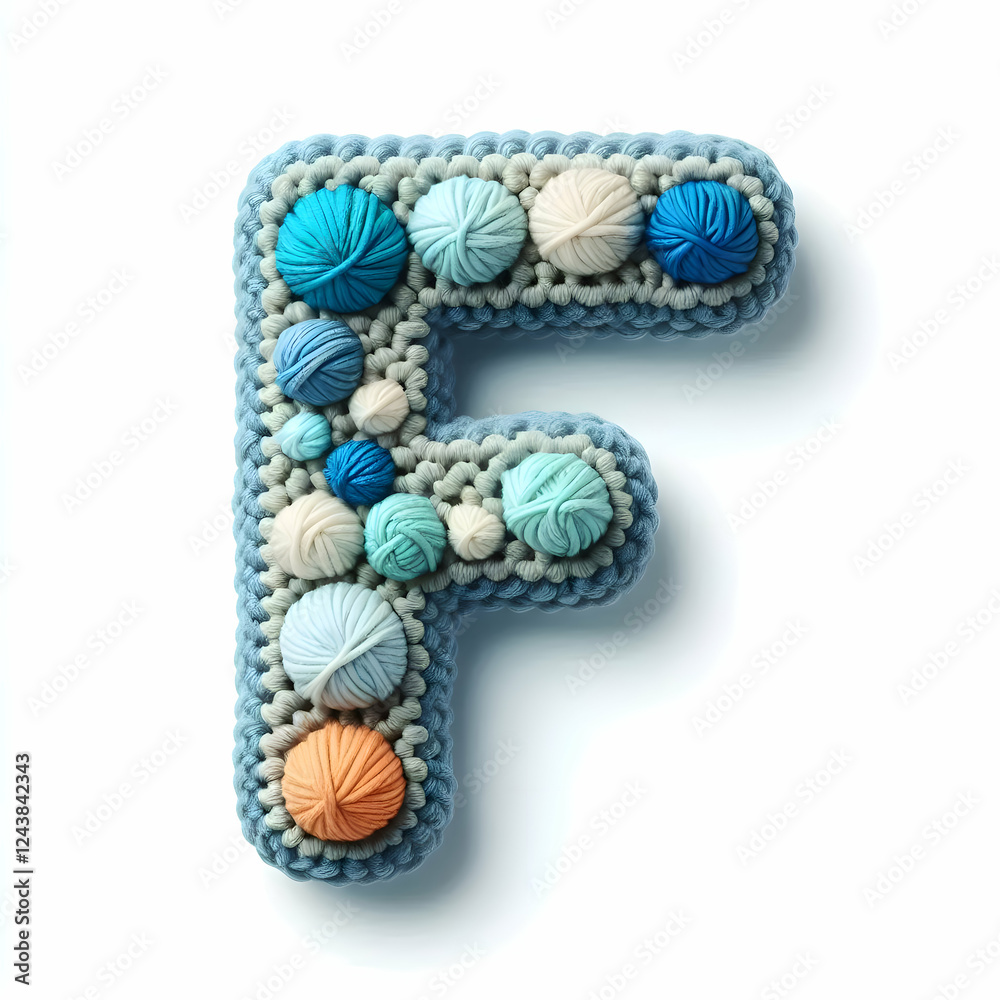 Fototapeta premium letter F Crochet isolated on white background