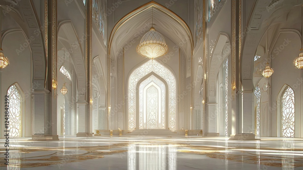 Obraz premium Serene Grandeur: Architectural Marvel of a Luxurious Mosque