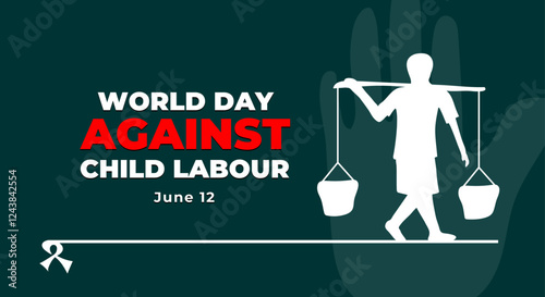 World Day Against Child Labour. Design illustration of children's silhouette working, stop exploitation children.