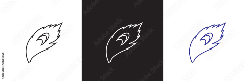 Fototapeta premium Peacock feather Icon Symbol for Logo, Pictogram, App or Graphic Design Element. isolated on white and black background. vector illustration. EPS 10