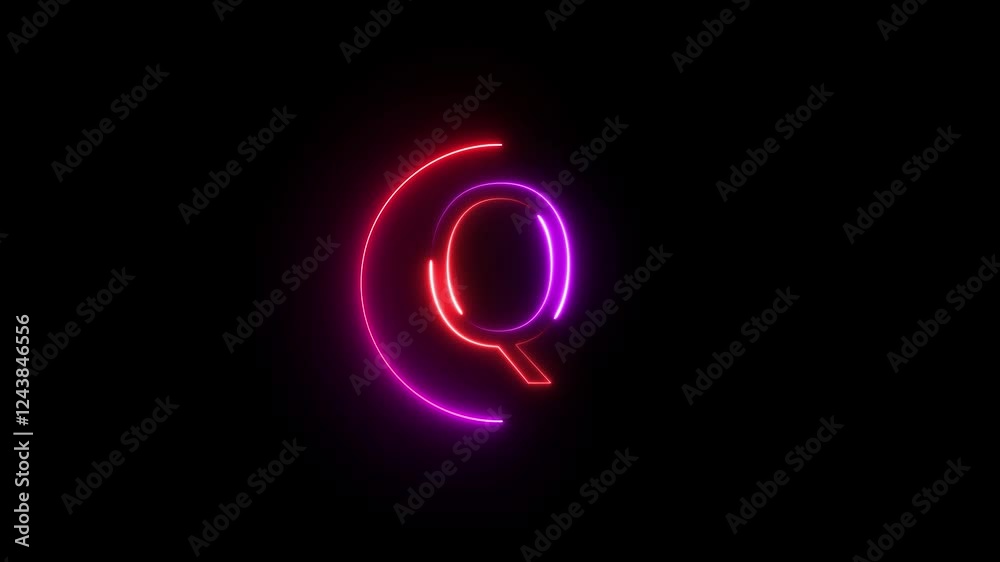 Neon font letter animation. Glowing neon alphabet symbol. Neon font letter animation. Glowing neon alphabet symbol.
