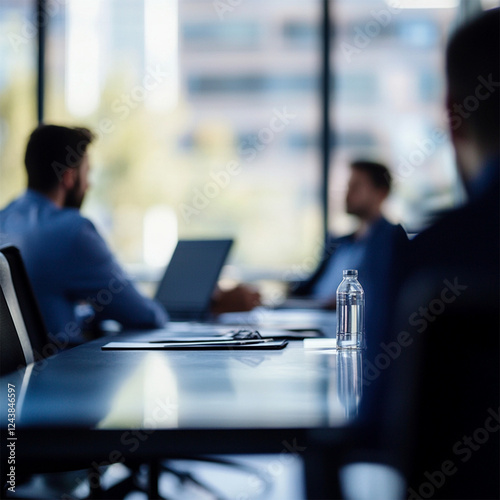 office background with people working. Space for text.