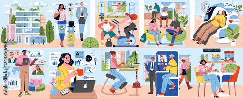 Modern Office. Flat Vector Illustration