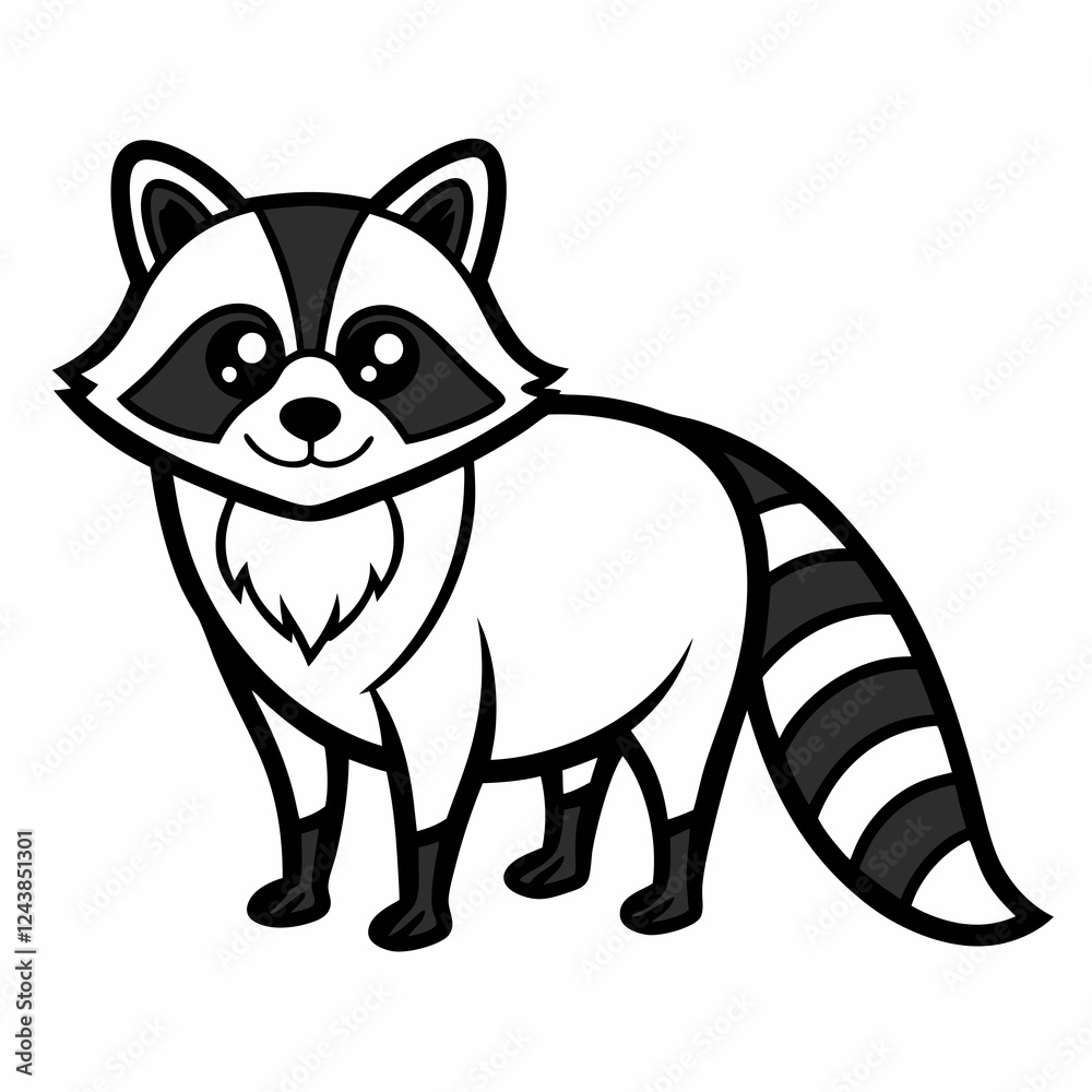 Obraz premium Simple a Raccoon line art vector white background
