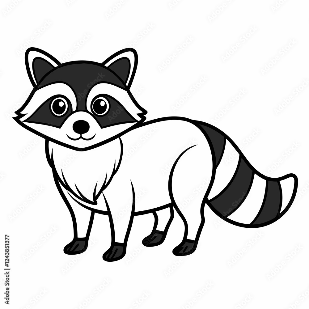 Fototapeta premium Simple a Raccoon line art vector white background