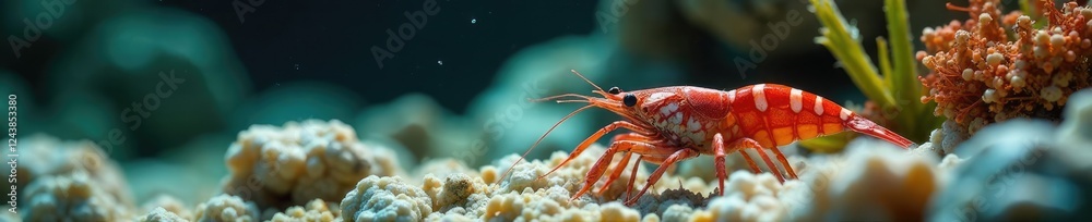 Live rock habitat with shrimp and coquina shell, live rock, invasive shrimp Live rock habitat with shrimp and coquina shell, live rock, invasive shrimp