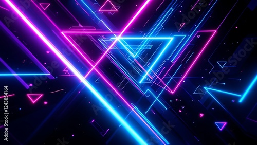 Neon gaming geometric abstract glowing cyberpunk style banner for advertising and promotion background wallpaper AI generated image