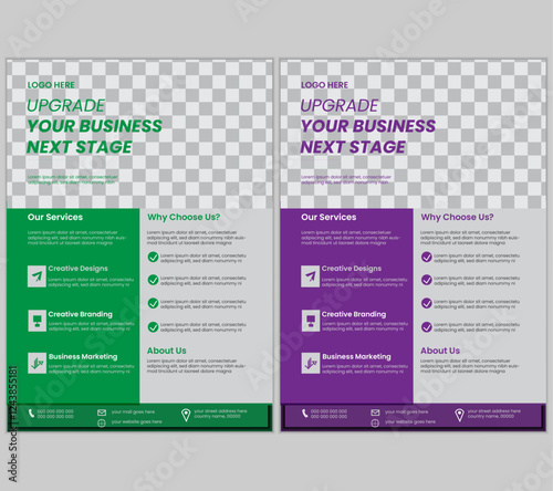 a bundle of 2 templates of different colors a4 flyer template, modern corporate business flyer template and editable vector template design