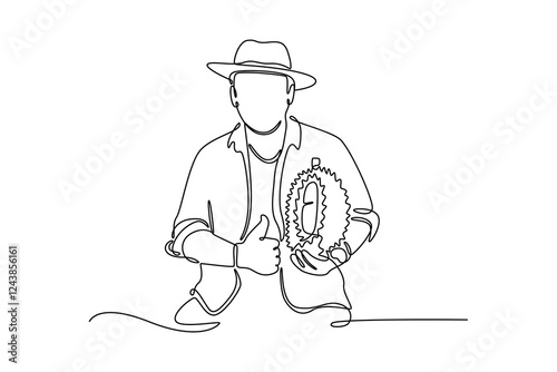 Outdoor street market concept. Single line draw design vector graphic illustration.