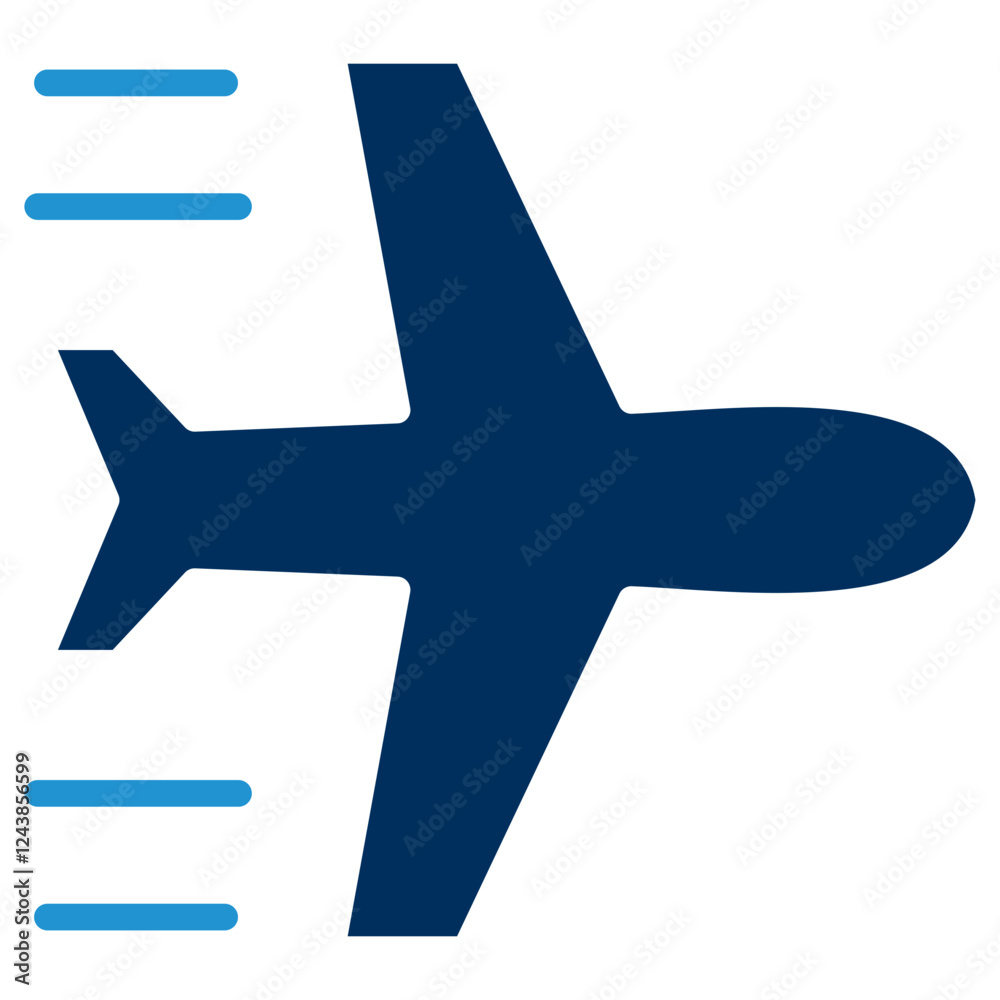 Fototapeta premium Airplane Blue Color Icon
