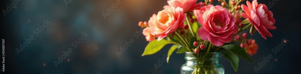 Fototapeta premium flores desgradadas en un vaso con efectos luminosos y patrones naturales, colorido, luces, flores degradadas