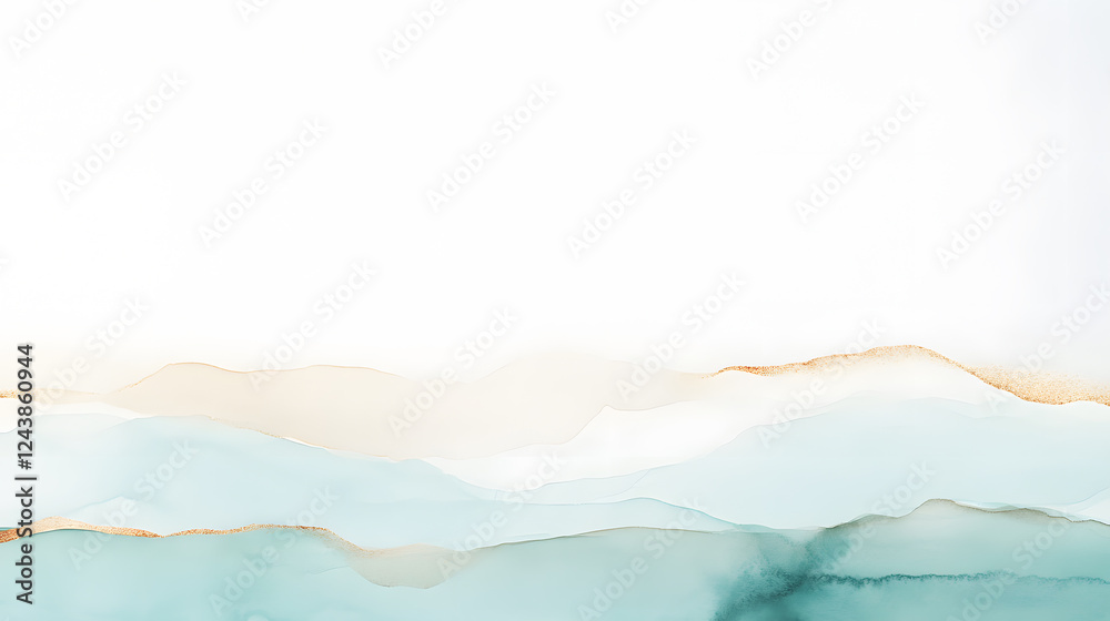 Fototapeta premium A soft watercolor gradient background with hand-painted details, blending rich sky blue into a gentle white. The fluid texture mimics organic watercolor patterns, adding depth and sophistication. The