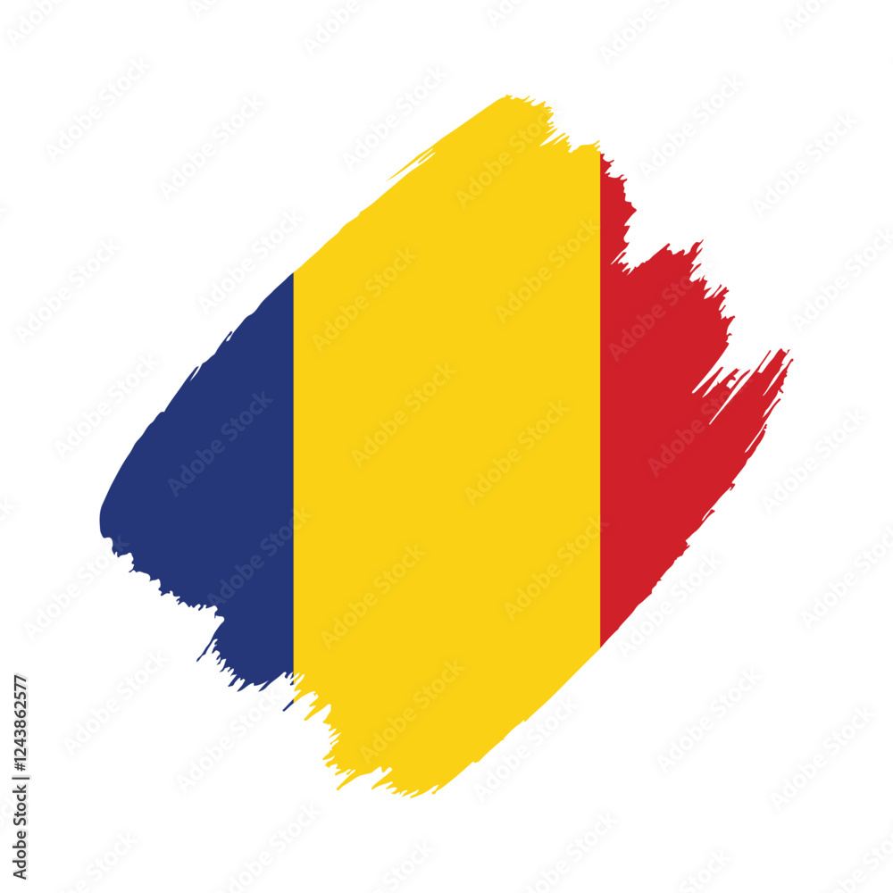 Fototapeta premium Romania flag in a flat grunge vector design background