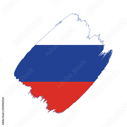 Russia flag in a flat grunge vector design background