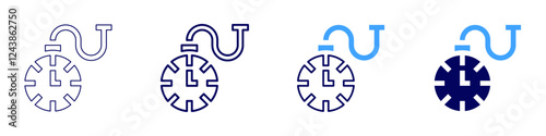 Pocket watch icon in 4 different styles. Thin Line, Line, Bold, and Bold Line. Duotone style. Editable stroke