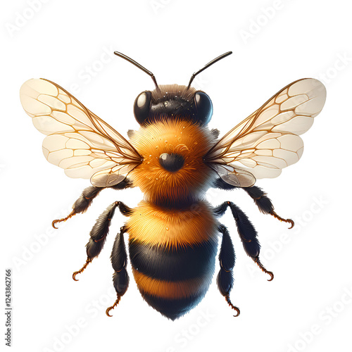 Cute yellow bee 3d isolated on white background