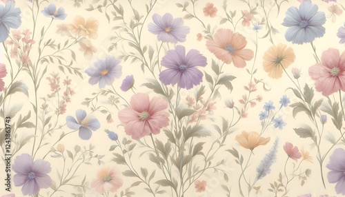 Wallpaper Mural Vintage Floral Elegance, GENERATIVE AI	 Torontodigital.ca