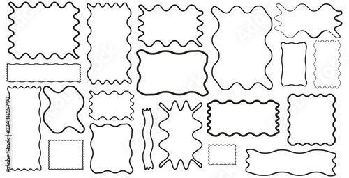 Hand-drawn squiggle frames, wavy borders, decorative black-and-white frame collection, and abstract border designs.