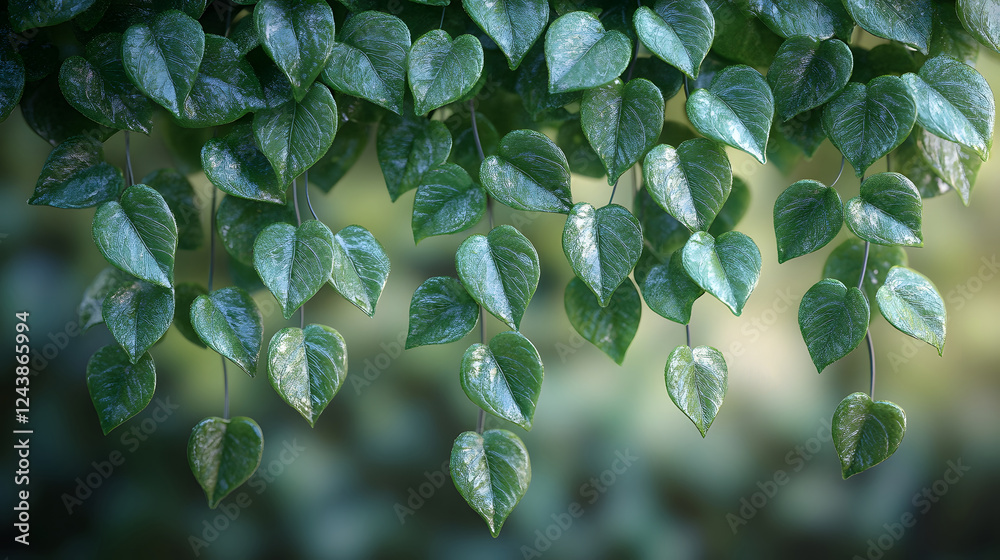 Vibrant Hanging Ivy Branch with Lush Green Leaves on White Background Vibrant Hanging Ivy Branch with Lush Green Leaves on White Background